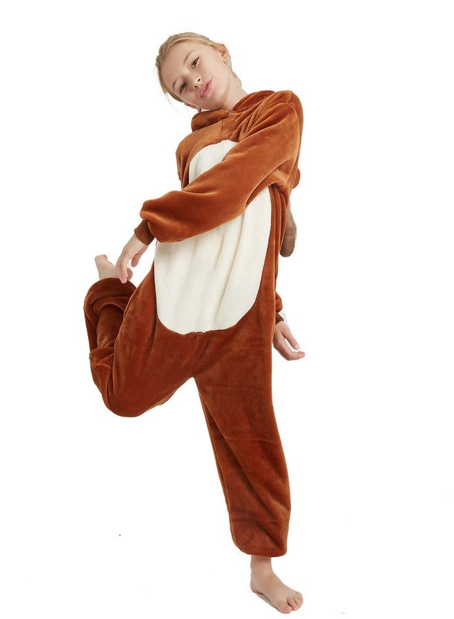 CASABACO Kid Reindeer Onesie Pajamas Deer Halloween Costume Boy Girl Animal Onepiece (Brown, 8-9Years) - Image 3
